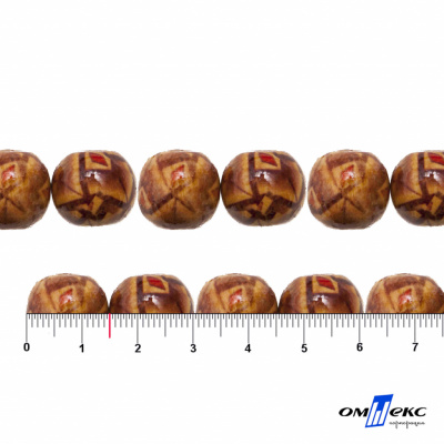 0133-Бусины деревянные "ОмТекс", 15 мм, упак.50+/-3шт - купить в Ростове-на-Дону. Цена: 77 руб.