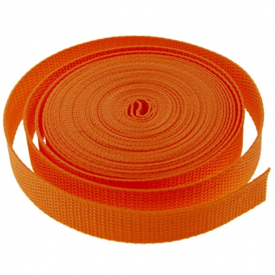 Стропа текстильная, шир. 25 мм (в нам. 50+/-1 ярд), цвет оранжевый - купить в Ростове-на-Дону. Цена: 409.94 руб.