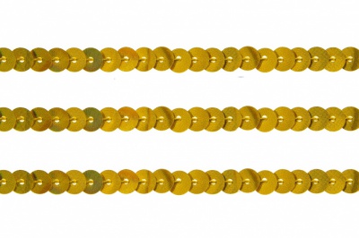 Пайетки "ОмТекс" на нитях, SILVER SHINING, 6 мм F / упак.91+/-1м, цв. 48 - золото - купить в Ростове-на-Дону. Цена: 356.19 руб.